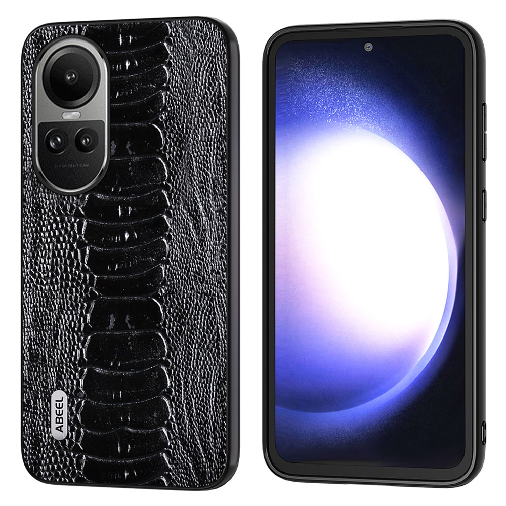 

Für Oppo Reno10 5g / Reno10 Pro 5G Crocodile Textur Drop-proof-deckung Echtes Kuhleder + PC Telefonhülle - Schwarz, Oppo Reno10 5G (Global)
