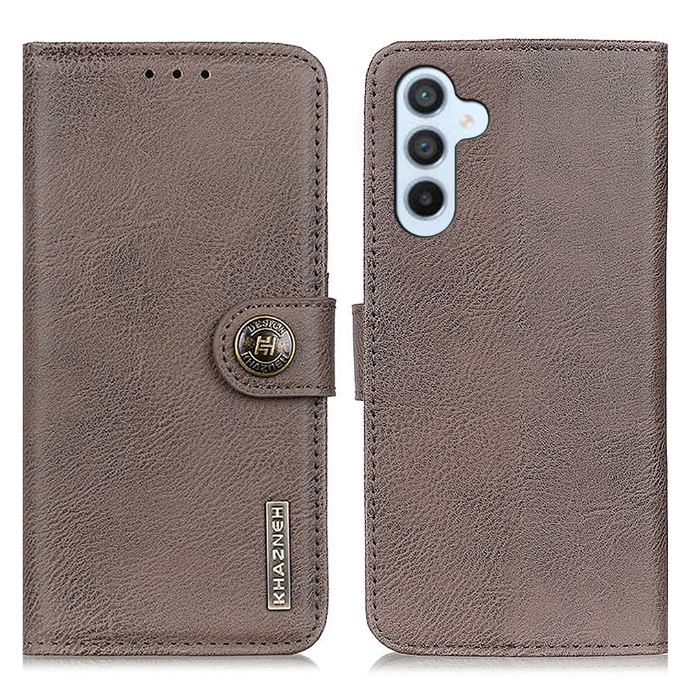 

Khazneh Telefonledertasche Für Samsung Galaxy M34 5g, Brieftasche Ständer Cowhide Textur Telefonabdeckung - Khaki, Samsung Galaxy F34 5G