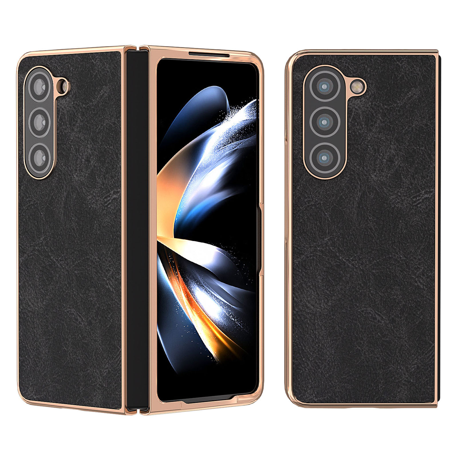 

Elektroplatte Schale Für Samsung Galaxy Z Fold5 5G Litchi Textur PU Leder Beschichtetes Hartpc -telefonhülle - Schwarz, Galaxy Z Fold5 5G