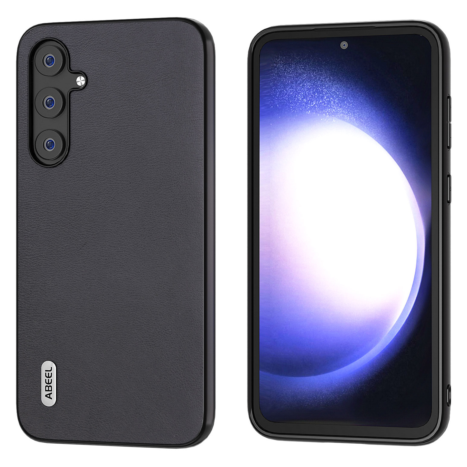 

Abeel Anti-scratch-telefonhülle Für Samsung Galaxy S23 Fe, Strukturiertes Pu-leder+tpu+pc-abdeckung - Schwarz, Galaxy S23 FE