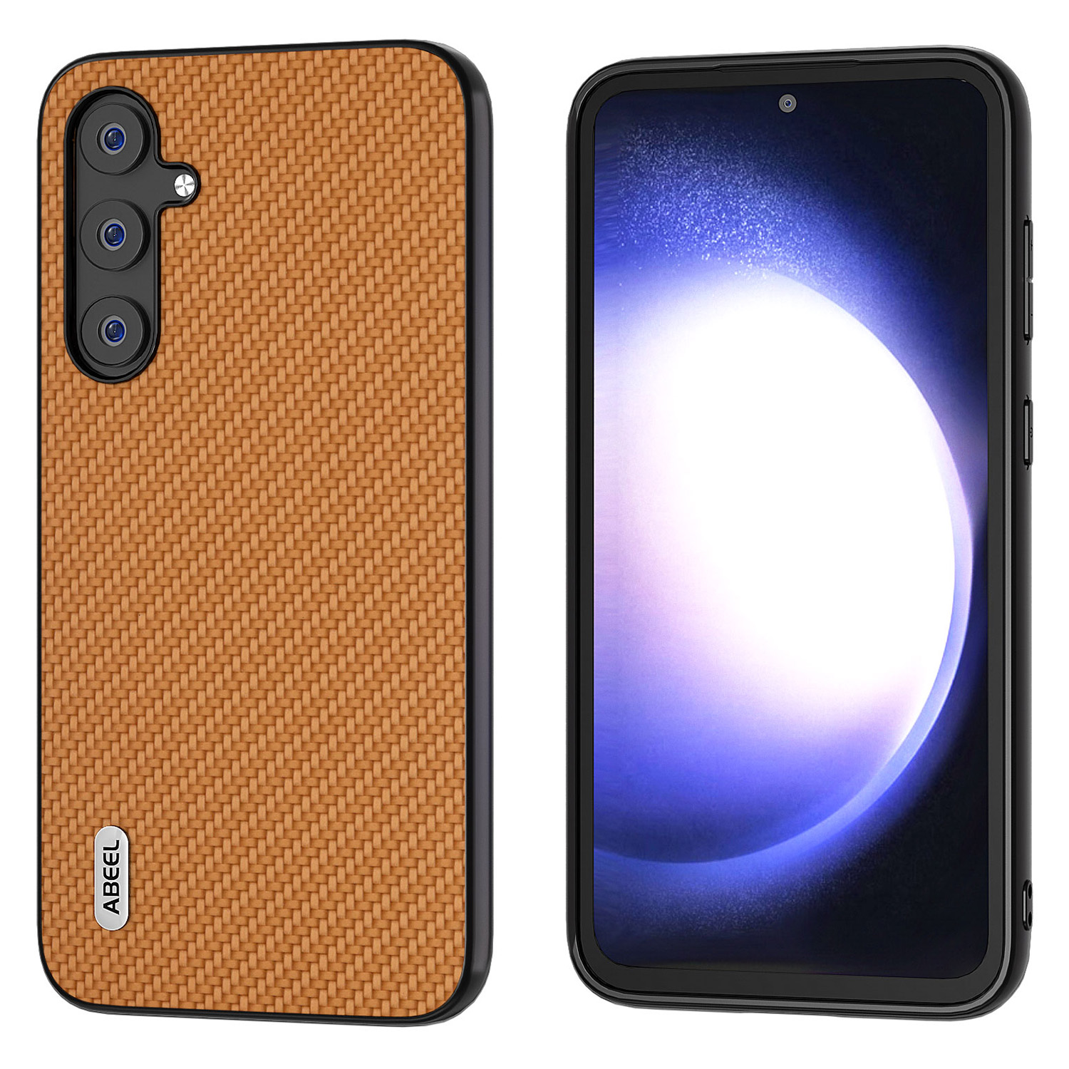 

Abeel Für Samsung Galaxy S23 fe Lederbeschichteter PC+TPU -hülle Carbonfaser Textur Telefonabdeckung - Hellbraun, Galaxy S23 FE