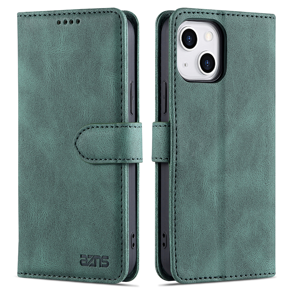 

Azns Für Iphone 15 Vollschutz Telefonhülle Wallet Stand Anti-Scratch PU Leder Telefonabdeckung - Grün, iPhone 15