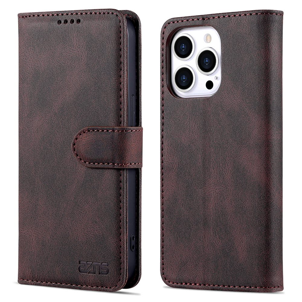 

Azns Für Iphone 15 Pro Anti-fingerabdruck PU Leder Telefon Hülle Magnetverschluss Brieftasche Abdeckung Shell - Braun, iPhone 15 Pro