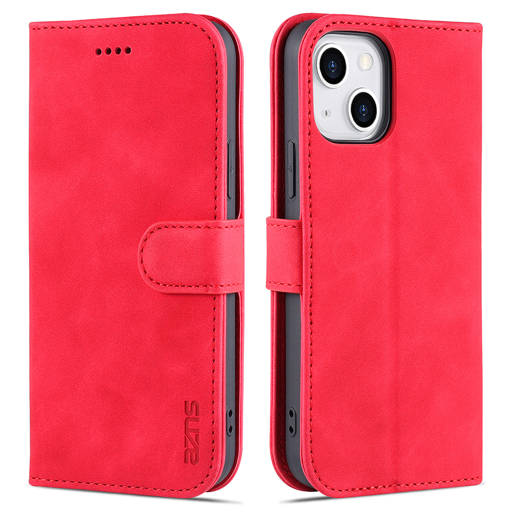 

Azns Für Iphone 15 Plus Staubdes Handy Deckungsständer Brieftasche PU Leder Telefon Hülle - Rot, iPhone 15 Plus