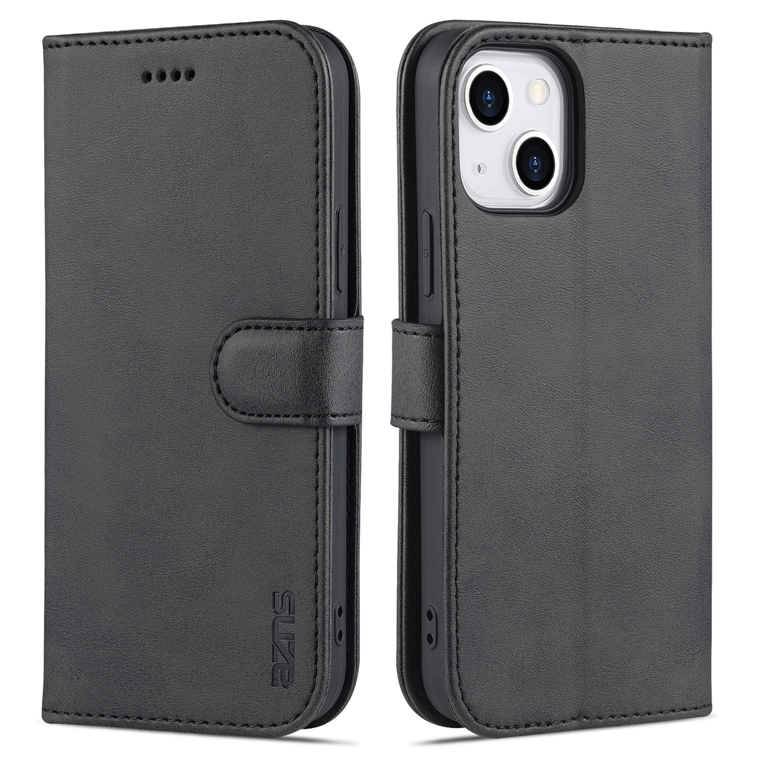 

Azns Für Iphone 15 Plus Staubdes Handy Deckungsständer Brieftasche PU Leder Telefon Hülle - Schwarz, iPhone 15 Plus