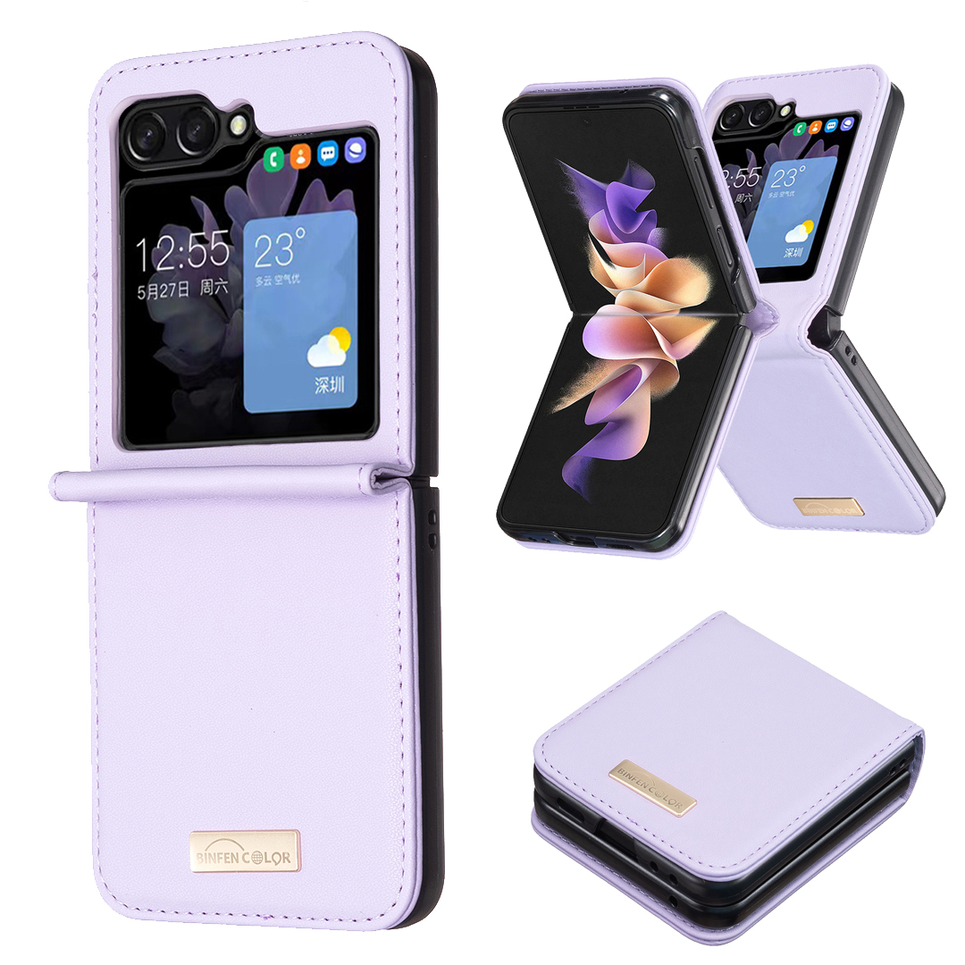 

Binfenfarbe Für Samsung Galaxy Z Flip5 5G PU Leder+pc Phone Hülle Ultra Slim Shock Proof Protective Cover - Lila, Galaxy Z Flip5 5G