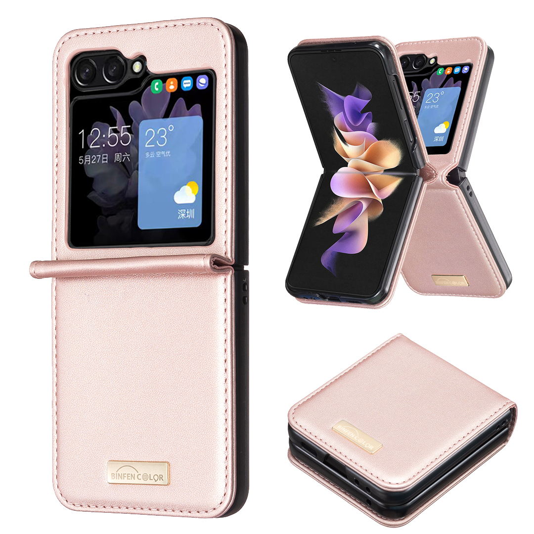 

Binfenfarbe Für Samsung Galaxy Z Flip5 5G PU Leder+pc Phone Hülle Ultra Slim Shock Proof Protective Cover - Roségold, Galaxy Z Flip5 5G