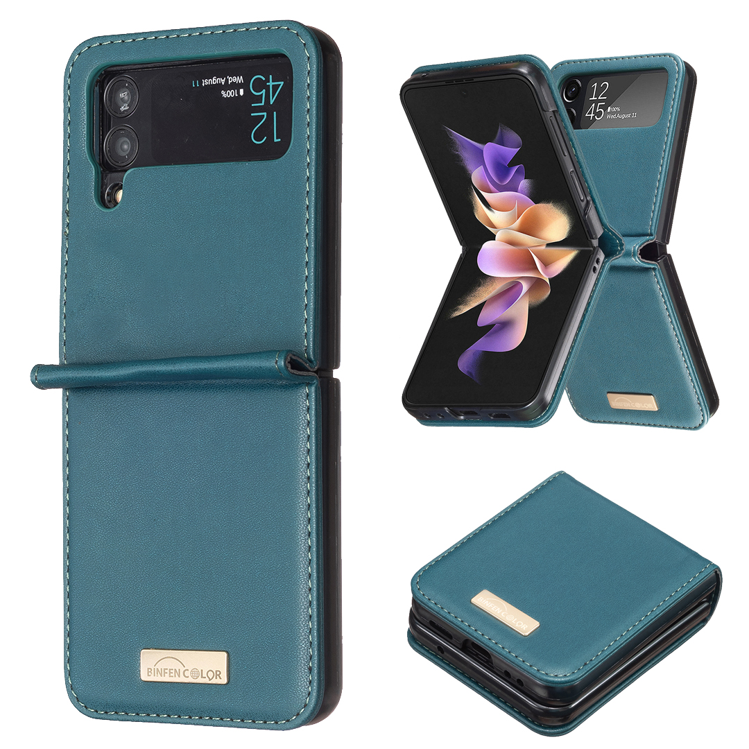 

Binfen-farbe Für Samsung Galaxy Z Flip3 5G Telefonhülle PU Leder+pc Anti-scratch-abdeckung - Grün, Samsung Galaxy Z Flip3 5G