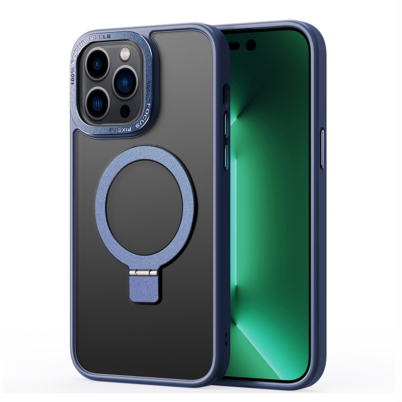 

Für Das Iphone 15 Pro Magnetic Phone Case TPU+PC Kickstand Matte Cover Kompatibel Mit Magsafe - Saphir, iPhone 15 Pro