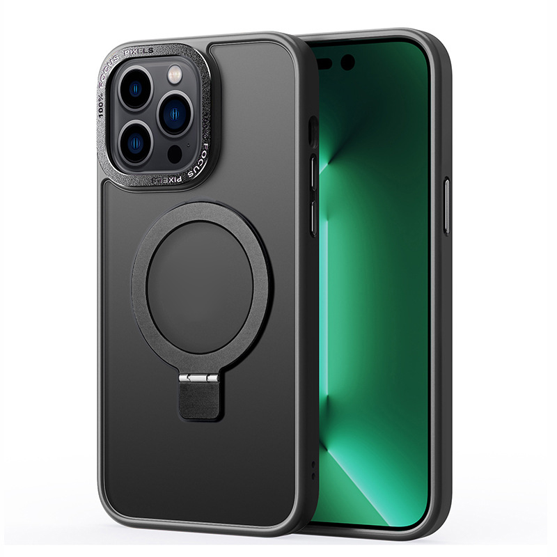 

Für Iphone 15 Pro Max Hybrid TPU+PC Matte Case Kickstand -mobiltelefonabdeckung Kompatibel Mit Magsafe - Schwarz, iPhone 15 Pro Max