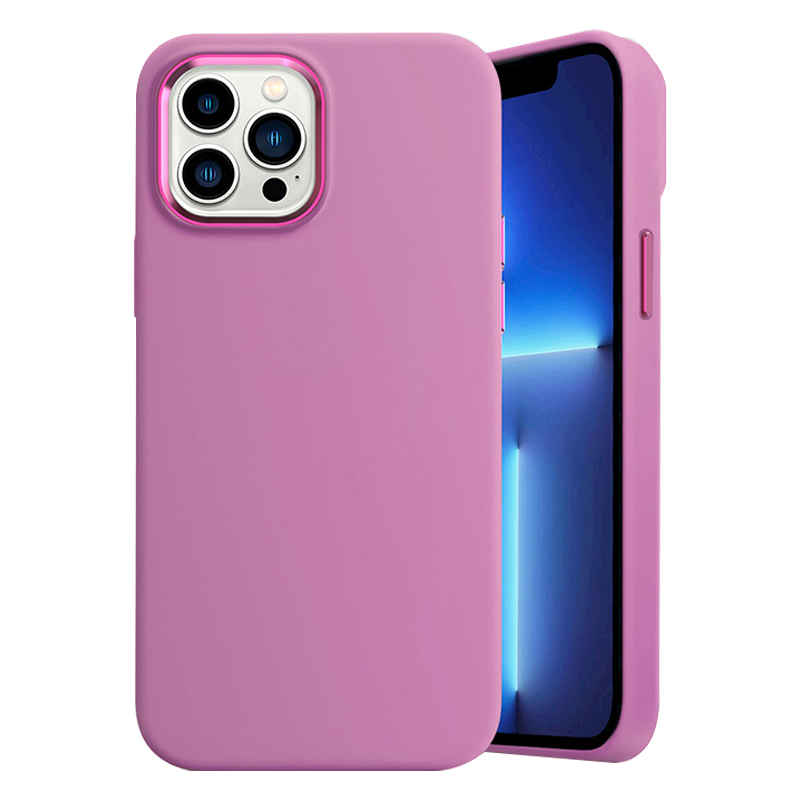 

Für Iphone 15 Pro Flüssig Silicon Phone Case Metall Objektivrahmenschutzabdeckung - Helles Lila, iPhone 15 Pro
