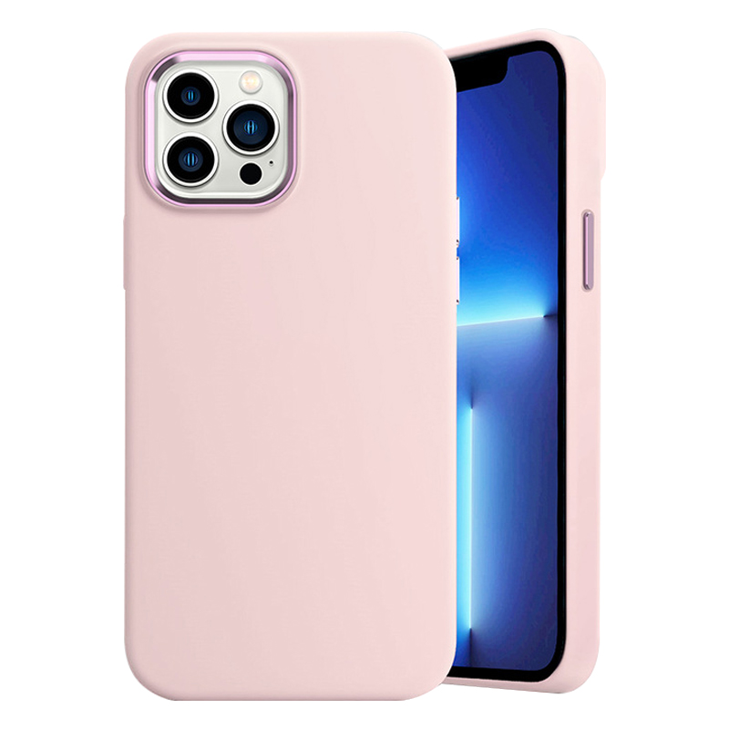 

Für Iphone 15 Pro Flüssig Silicon Phone Case Metall Objektivrahmenschutzabdeckung - Rosa, iPhone 15 Pro