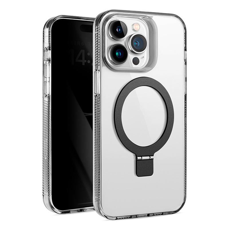 

BulkSourcing Für Iphone 15 Pro Kickstand Clear Case Anti-Drop Tpu+pc-telefonabdeckung Kompatibel Mit Magsafe (MOQ: 10) - Schwarz, iPhone 15 Pro