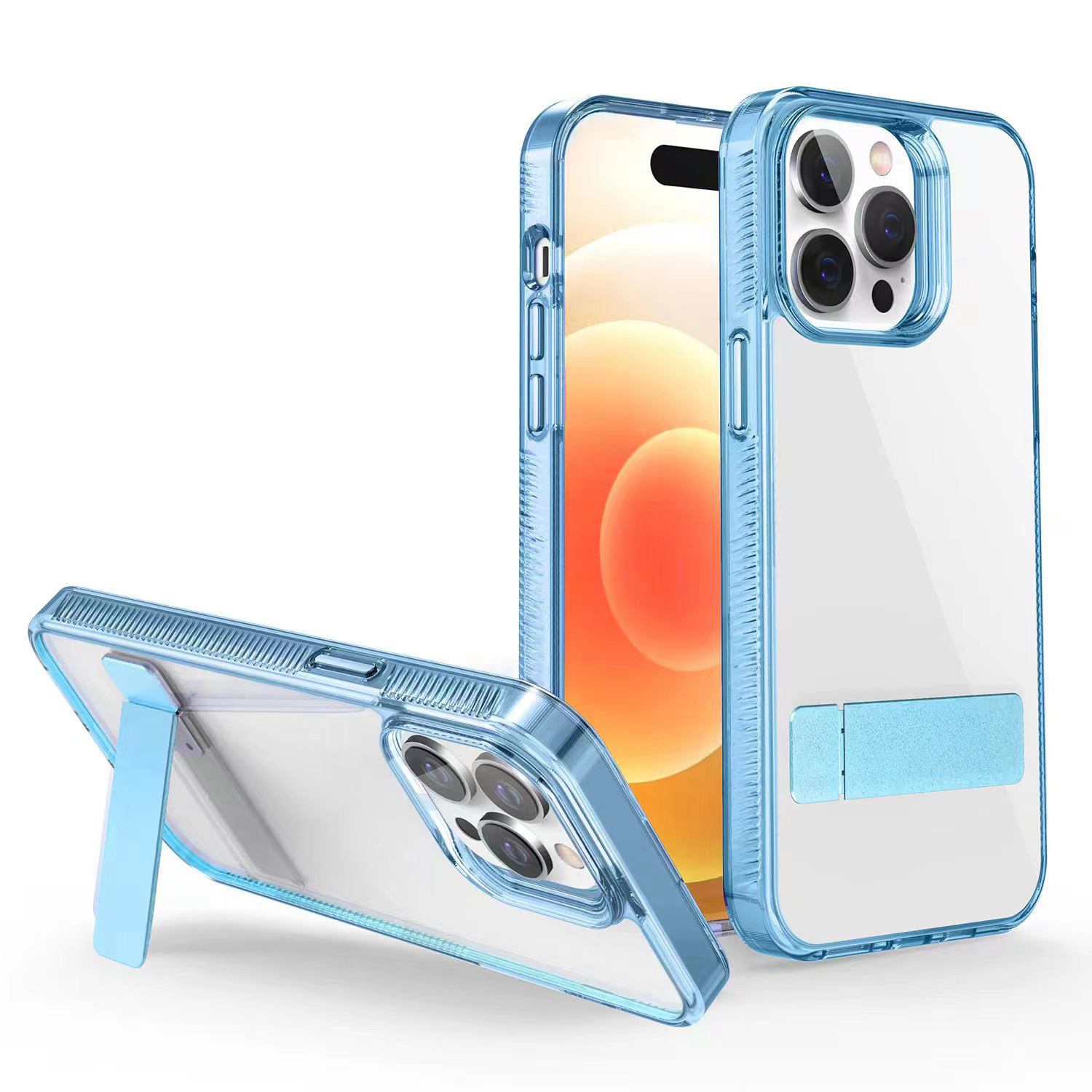 

G -stil Für Iphone 15 Pro Max Kratzfeste Kickstand TPU + Acryl Clear Case Telefonabdeckung - Blau, iPhone 15 Pro Max