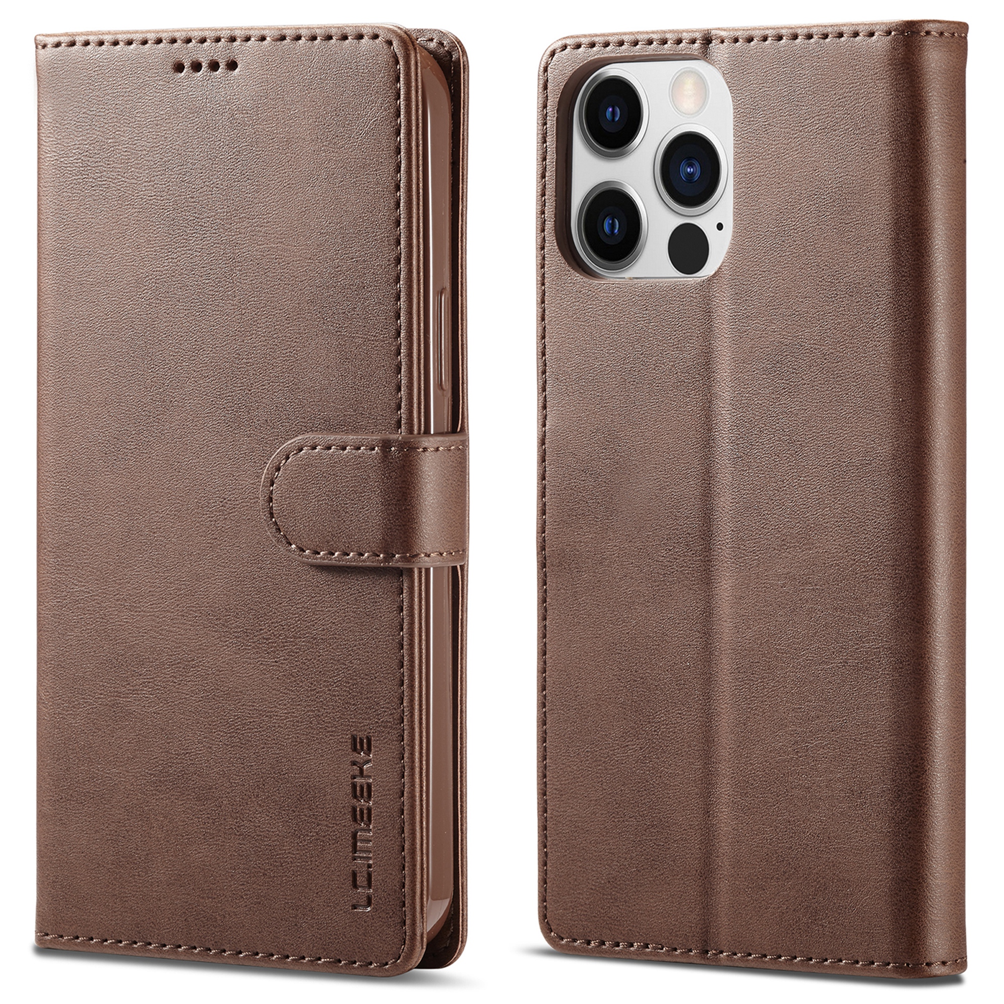 

Lc. Imeeke Wallet Hülle Für Iphone 15 Pro, Vollschutz PU Leder -kalb Texturstand Flip Cover - Braun, iPhone 15 Pro