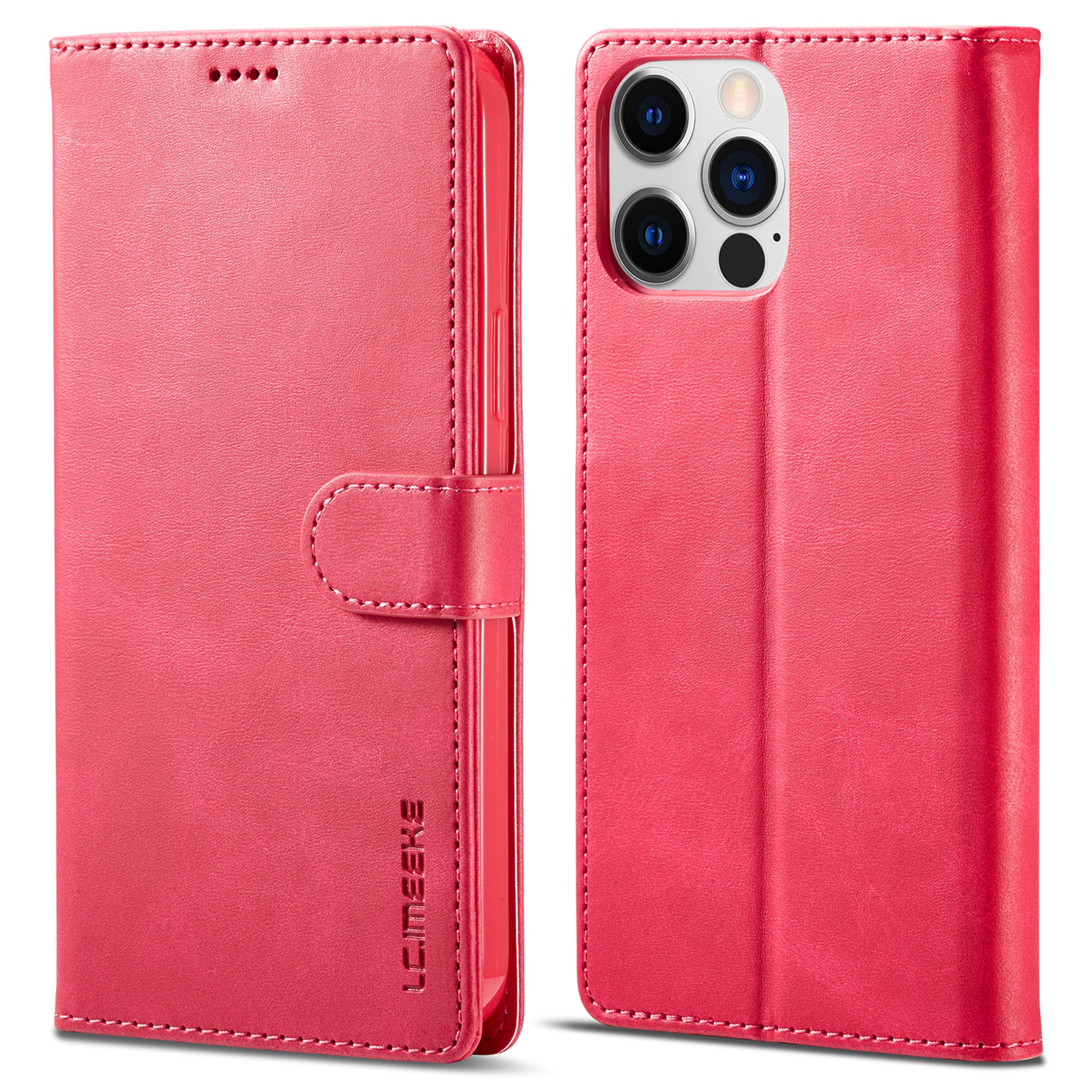 

Lc. Imeeke Wallet Hülle Für Iphone 15 Pro, Vollschutz PU Leder -kalb Texturstand Flip Cover - Rose, iPhone 15 Pro