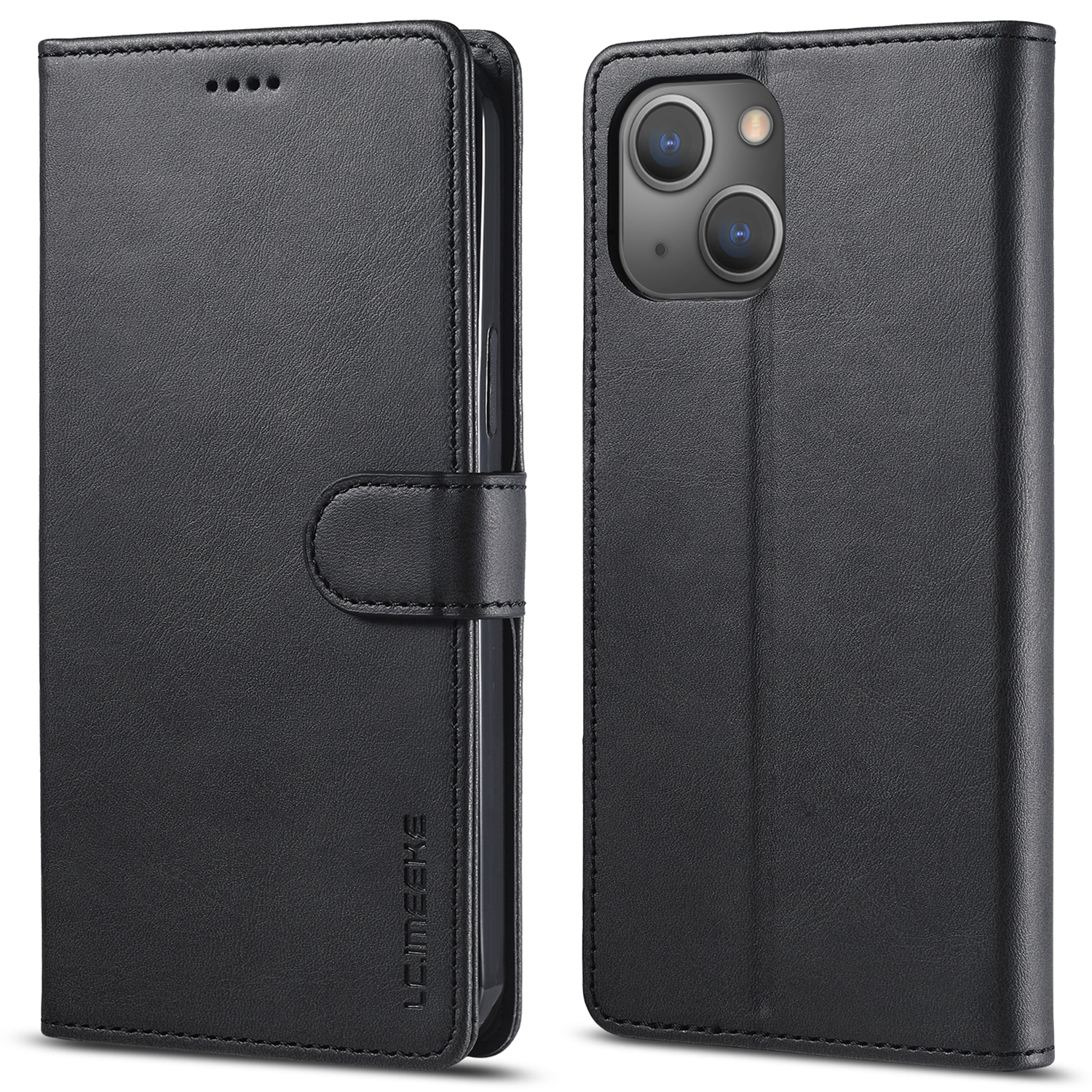 

Lc. Imeeke Wallet Hülle Für Iphone 15 Plus, Anti-scratch-pu-leder-kalb-texturständer Flip Cover - Schwarz, iPhone 15 Plus
