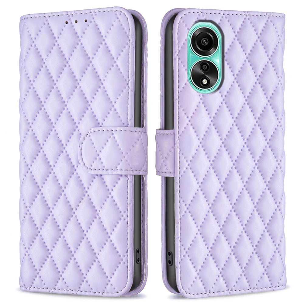 

Binfen Color BF Style-14 Für Oppo A78 4G Ledernetzmuster Gespürtes Koffer Wallet Stand Flip Telefonabdeckung - Lila, Oppo A78 4G