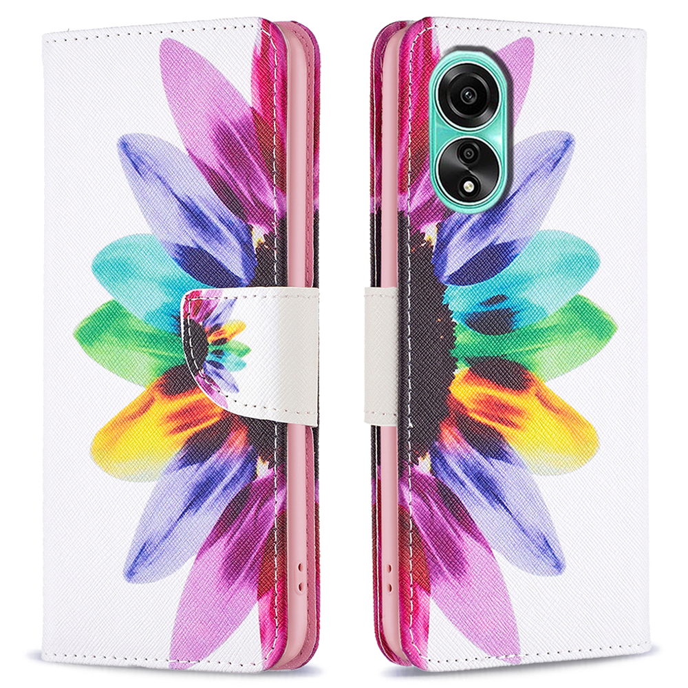 

Für Oppo A78 4G Leder Brieftaschen -hülle Musterdruckständer Schutzhelfer -telefonabdeckung - Sonnenblume, Oppo A78 4G