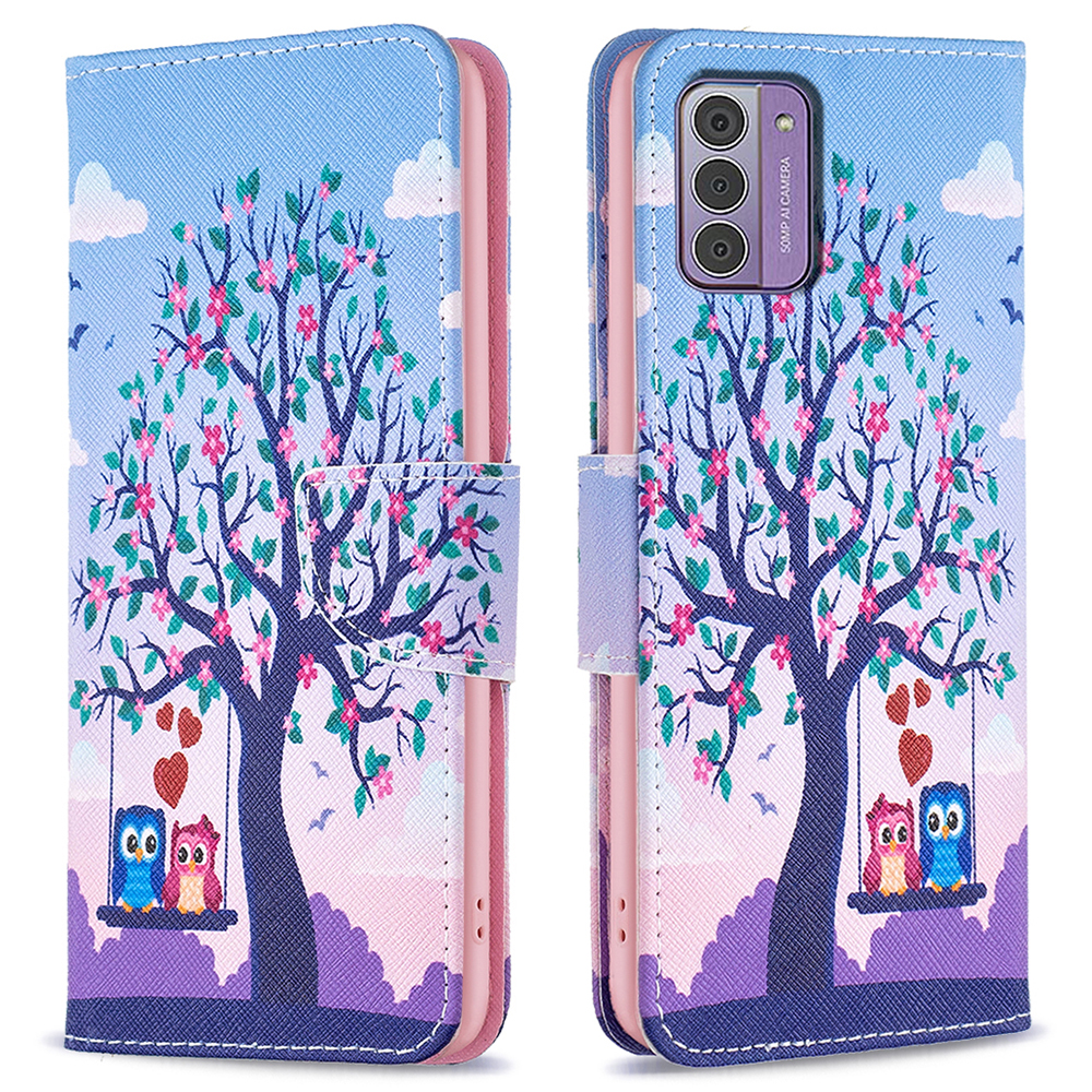 

Flip PU Lederabdeckung Für Nokia G42 / G310, Standmuster -druckbrieftaschenhülle - Zwei Eulen, Nokia G42