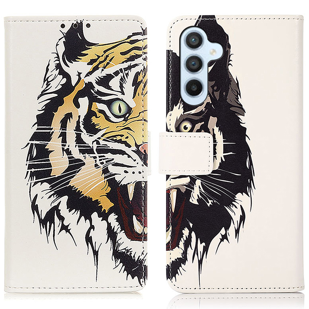 

Für Samsung Galaxy M34 5G Muster Druck Leder Brieftaschenhülle Telefonständer Cover - Tiger, Samsung Galaxy F34 5G