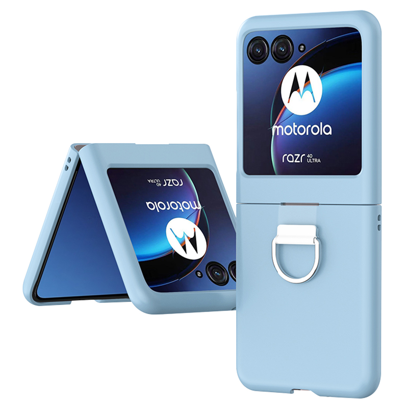 

Für Motorola Razr 40 Ultra 5G Skin-touch-telefonhülle Anti-kratzer-hard-pc-abdeckung Mit Metallringhalter - Baby Blau, Motorola Razr 40 Ultra 5G