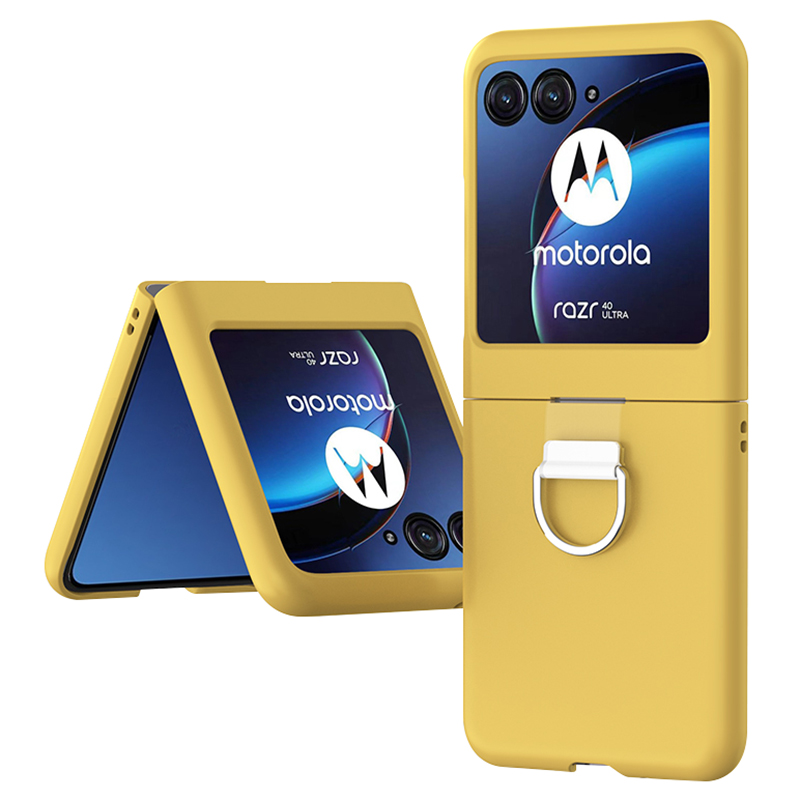 

Für Motorola Razr 40 Ultra 5G Skin-touch-telefonhülle Anti-kratzer-hard-pc-abdeckung Mit Metallringhalter - Gelb, Motorola Razr 40 Ultra 5G