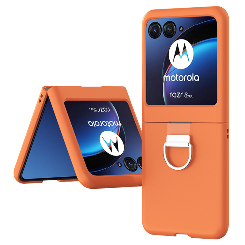 

Für Motorola Razr 40 Ultra 5G Skin-touch-telefonhülle Anti-kratzer-hard-pc-abdeckung Mit Metallringhalter - Orange, Motorola Razr 40 Ultra 5G