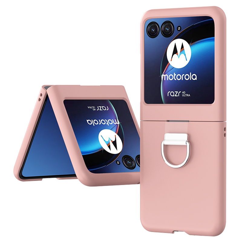 

Für Motorola Razr 40 Ultra 5G Skin-touch-telefonhülle Anti-kratzer-hard-pc-abdeckung Mit Metallringhalter - Rosa, Motorola Razr 40 Ultra 5G
