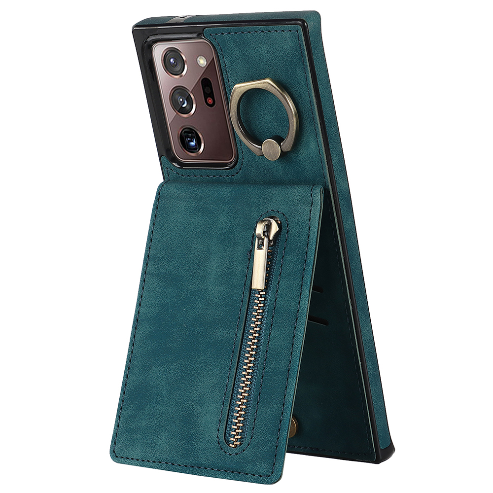 

RFID -blockierung Telefonkoffer Für Samsung Galaxy Note20 Ultra / Note20 Ultra 5G Retro PU+TPU Kickstand Cover Mit Reißverschluss Brieftasche - Blau, Galaxy Note20 Ultra 5G