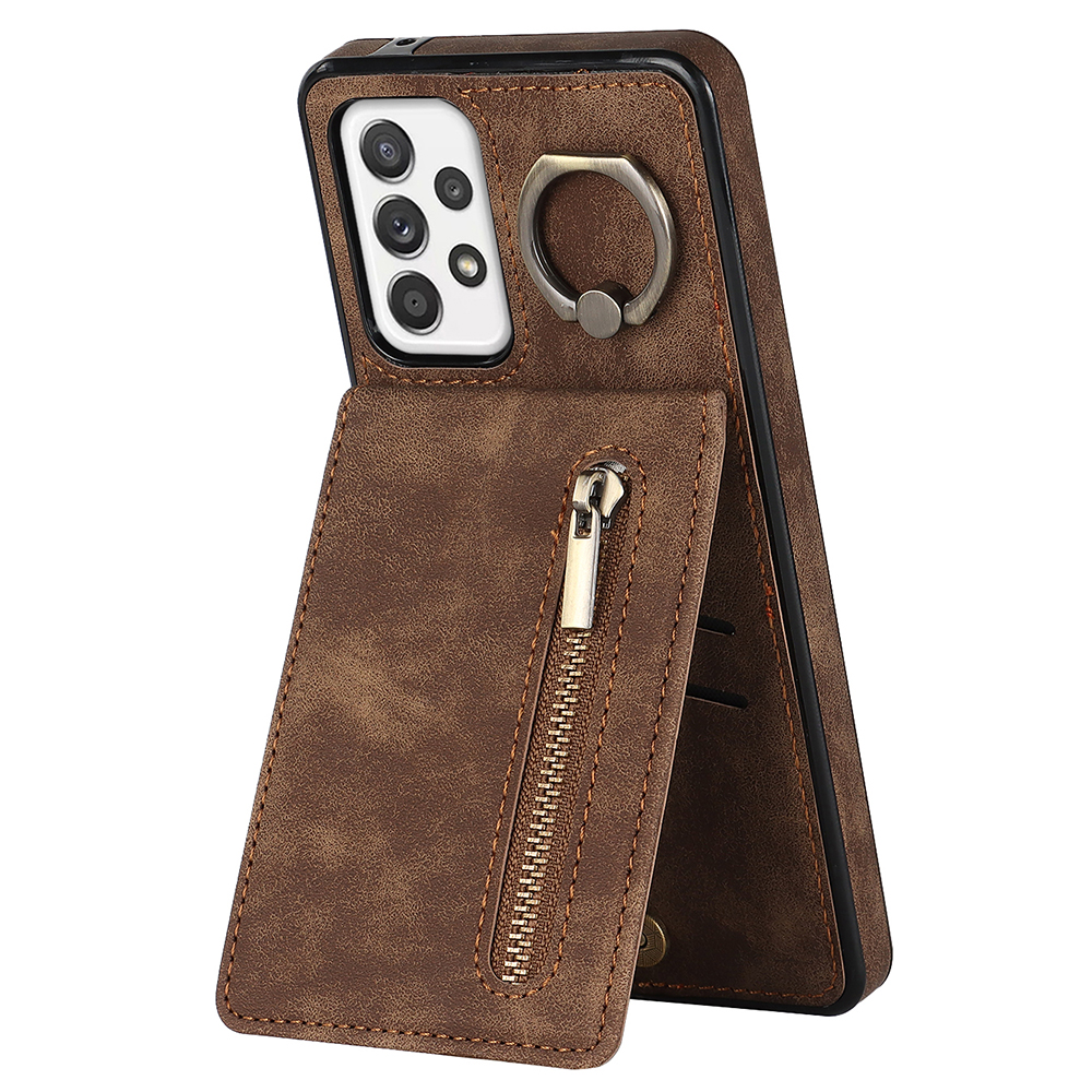 

Für Samsung Galaxy A32 5G / M32 5G RFID Blocking Wallet Phone Case Retro PU+TPU Kickstand -telefonabdeckung - Braun, Galaxy A32 5G
