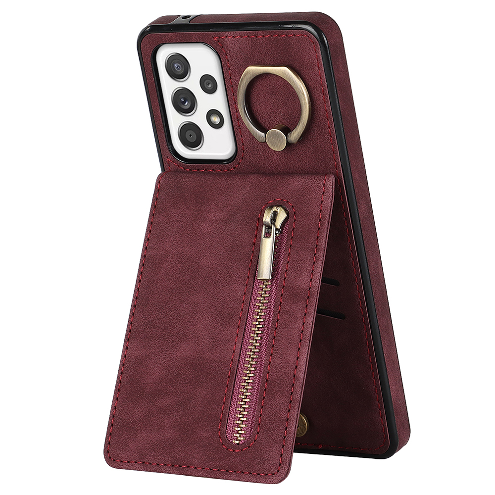 

Für Samsung Galaxy A52 4G / A52 5G / A52s 5G RFID Blocking Phone Case Anti-Drop Pu+tpu-brieftaschen-telefonabdeckung Mit Kickstand - Weinrot, Galaxy A52 4G