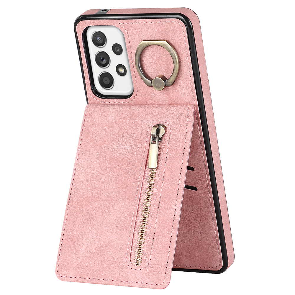 

Für Samsung Galaxy A52 4G / A52 5G / A52s 5G RFID Blocking Phone Case Anti-Drop Pu+tpu-brieftaschen-telefonabdeckung Mit Kickstand - Rosa, Galaxy A52 4G
