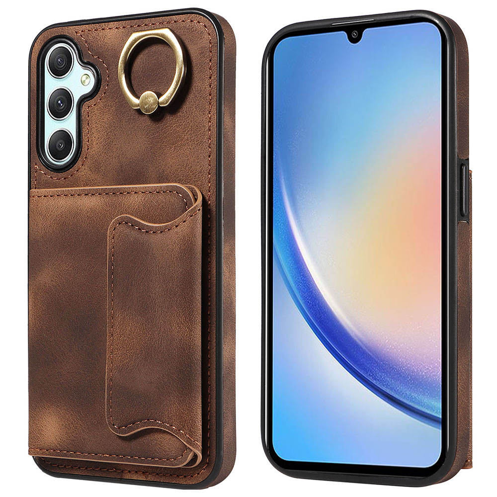 

001 Für Samsung Galaxy A34 5G PU Leder+tpu Anti-kratzer-abdeckung - Braun, Galaxy A34 5G