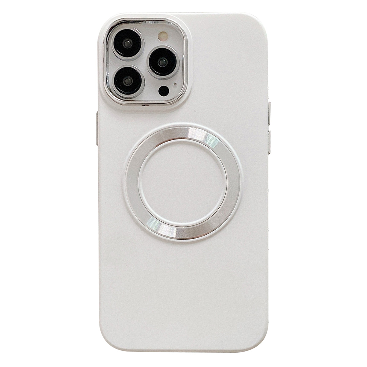 

Für Iphone 14 Pro Magnetic TPU -hülle Flüssige Silikontextur -elektroplationskameramameramamera -schutz Telefonabdeckung - Weiß, iPhone 14 Pro