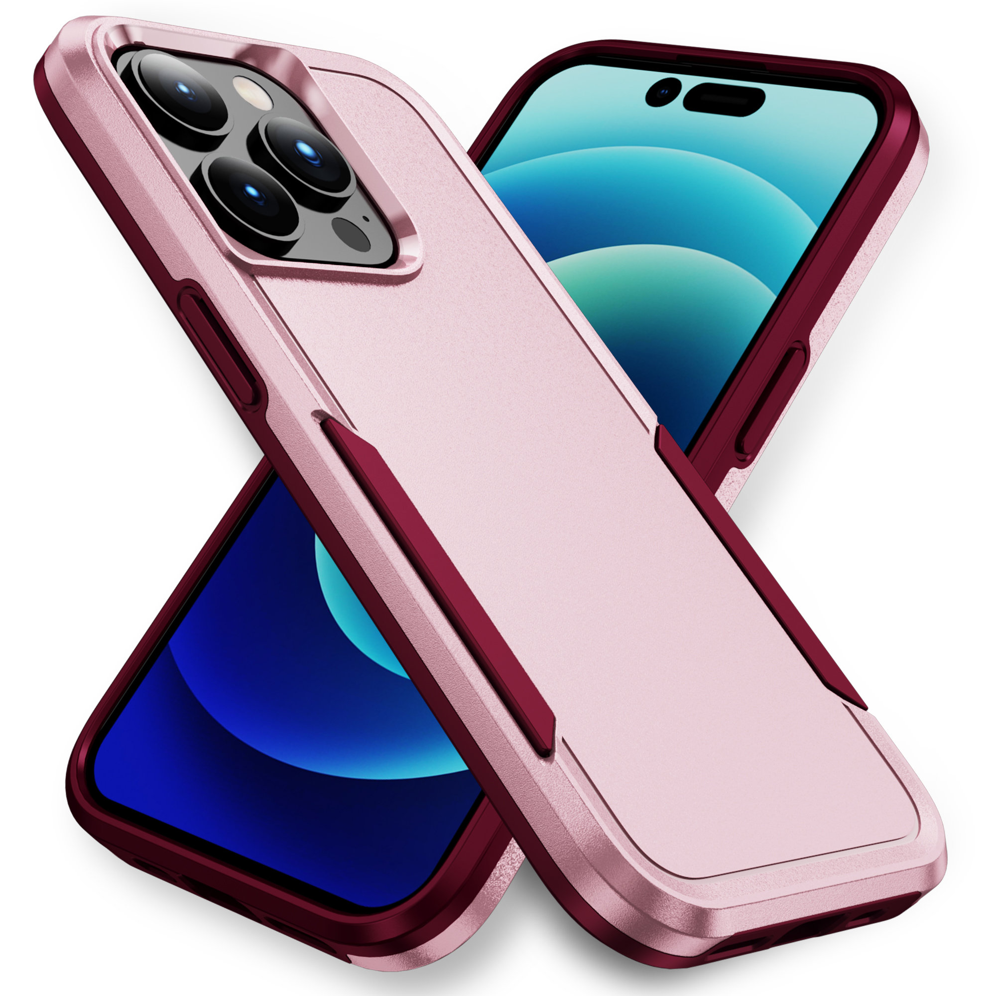 

Für Das Iphone 15 Pro PC+TPU Schockdelie-telefonhülle Anti-drop-rückschutzabdeckung - Pink+Rose, iPhone 15 Pro