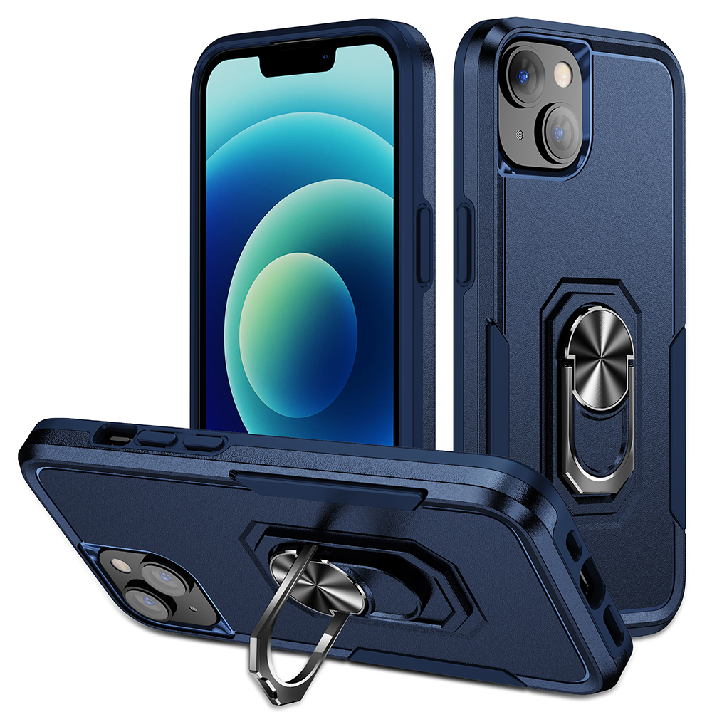 

Für Das Iphone 15 Plus Ring Kickstand Pc+tpu-rückzugabdeckung Anti-kratzer-telefonhülle - Blau, iPhone 15 Plus