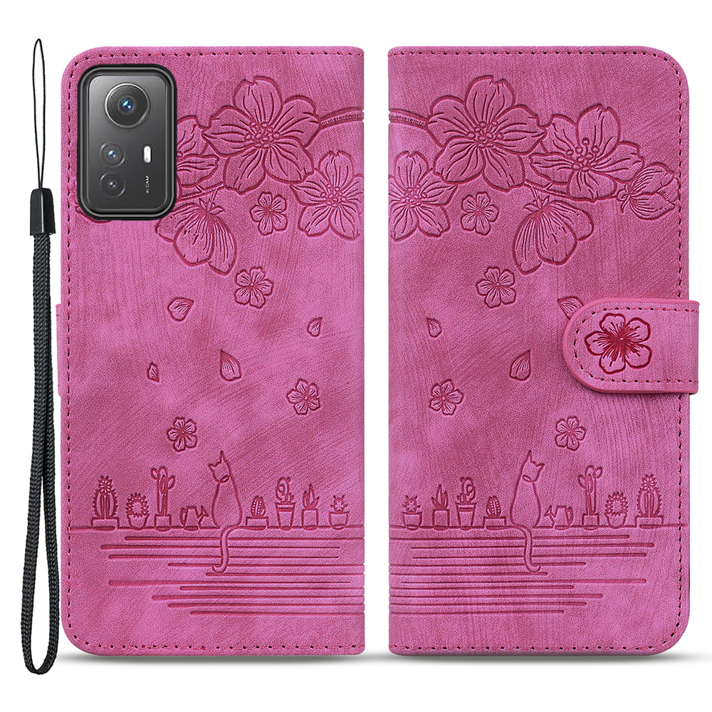 

Für Xiaomi Redmi Note 12s 4G Süße Prägen PU Leder -telefonhülle Schockdicht Mit Gurt Mit Riemen - Rose, Xiaomi Redmi Note 12S 4G