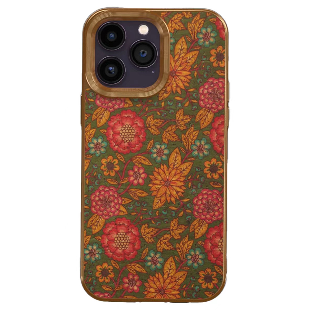 

Blumenmusterserie Für Iphone 12 / 12 Pro Electroplating Phone Case PU Lederbeschichtete TPU+PC -abdeckung - Grün, iPhone 12