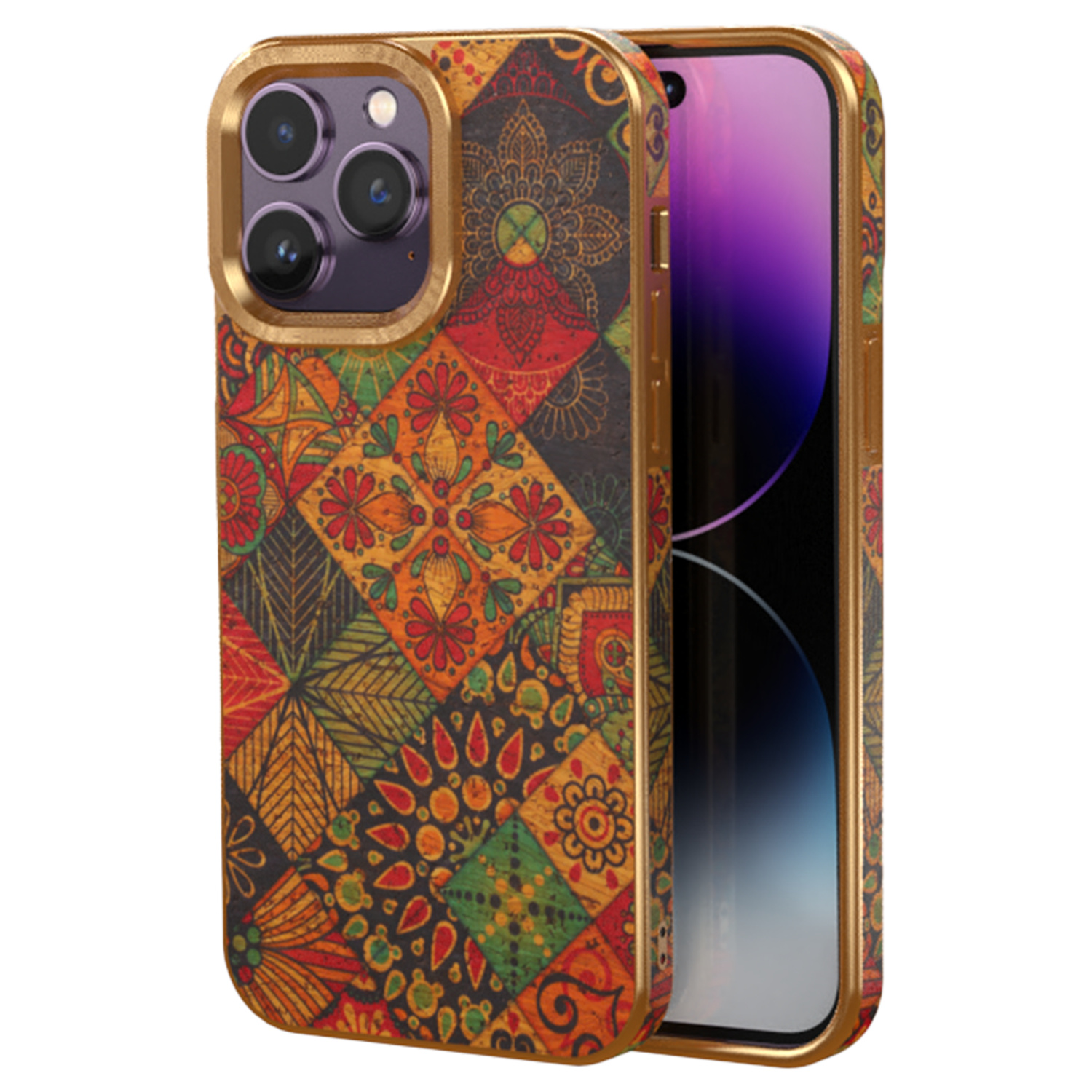 

Telefonhülle Der Blumenmuster -serie Für Iphone 14 Pro Max Leder Beschichtete TPU+PC Elektroplierende Abdeckung - Gelb, iPhone 14 Pro Max