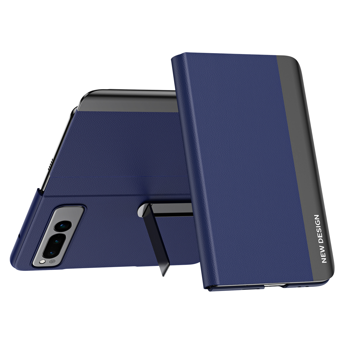 

Für Google Pixel Fold PU Leder + PC Elektroplatte Telefonabdeckung Drop Protection Stand Hülle - Saphir, Google Pixel Fold