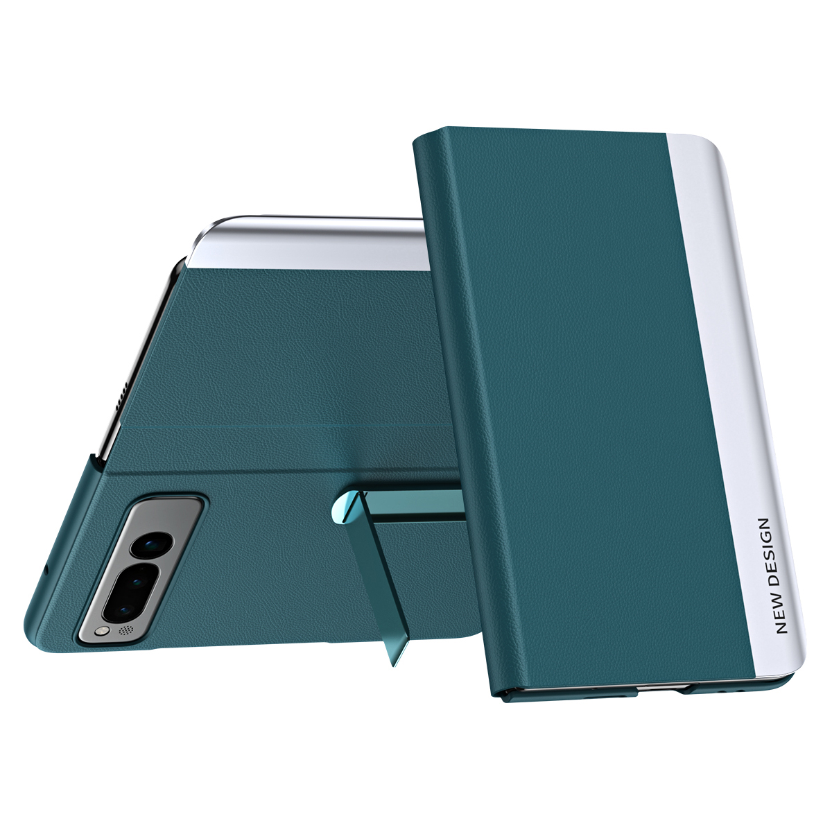

Für Google Pixel Fold PU Leder + PC Elektroplatte Telefonabdeckung Drop Protection Stand Hülle - Grün, Google Pixel Fold