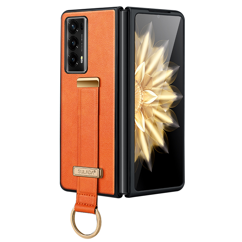 

Sulada Fashion -serie Für Ehrenmagie V2 5G PU Leder+pc Phone Hülle Verstellbares Armband Kickstand Cover - Orange, Honor Magic V2 5G