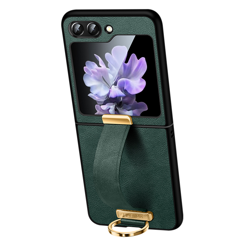

Sulada Fashion -serie Für Samsung Galaxy Z Flip5 5G Telefonhülle PU Leder+pc Armband Kickstand Schutzschutz - Grün, Galaxy Z Flip5 5G