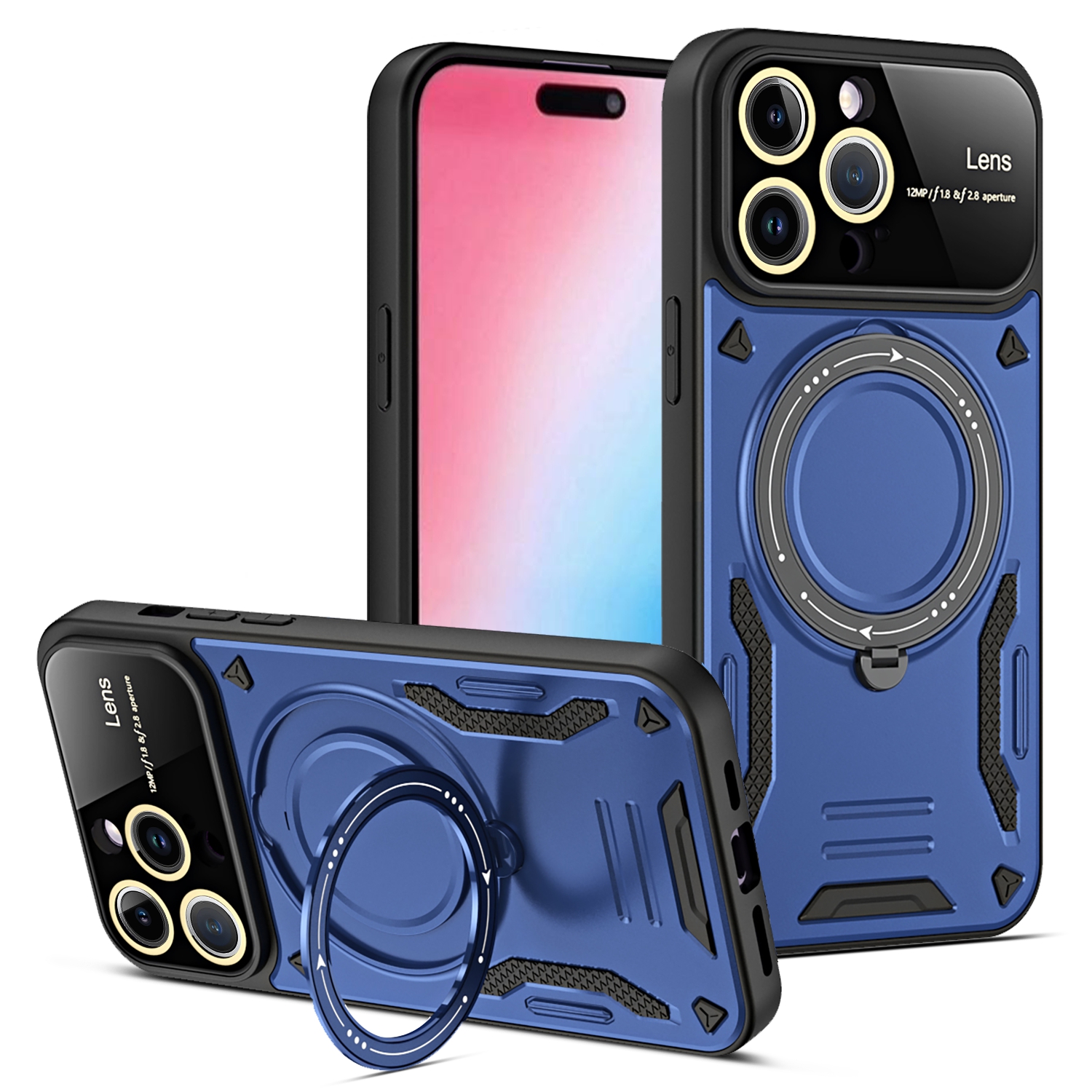 

Ringkickstand Magnetic Case Für Iphone 15 Pro, PC+TPU -telefonabdeckung, Kompatibel Mit Magsafe - Blau, iPhone 15 Pro