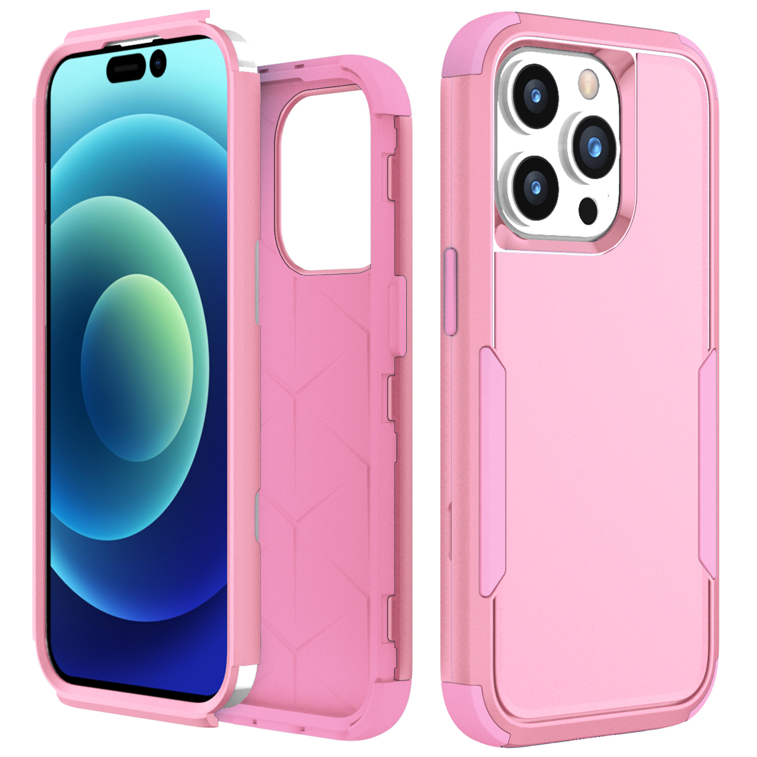 

Pusme-serie 3-in-1-telefonhülle Für Iphone 15 Pro Max TPU+PC Anti-drop-rückdecke - Rosa, iPhone 15 Pro Max