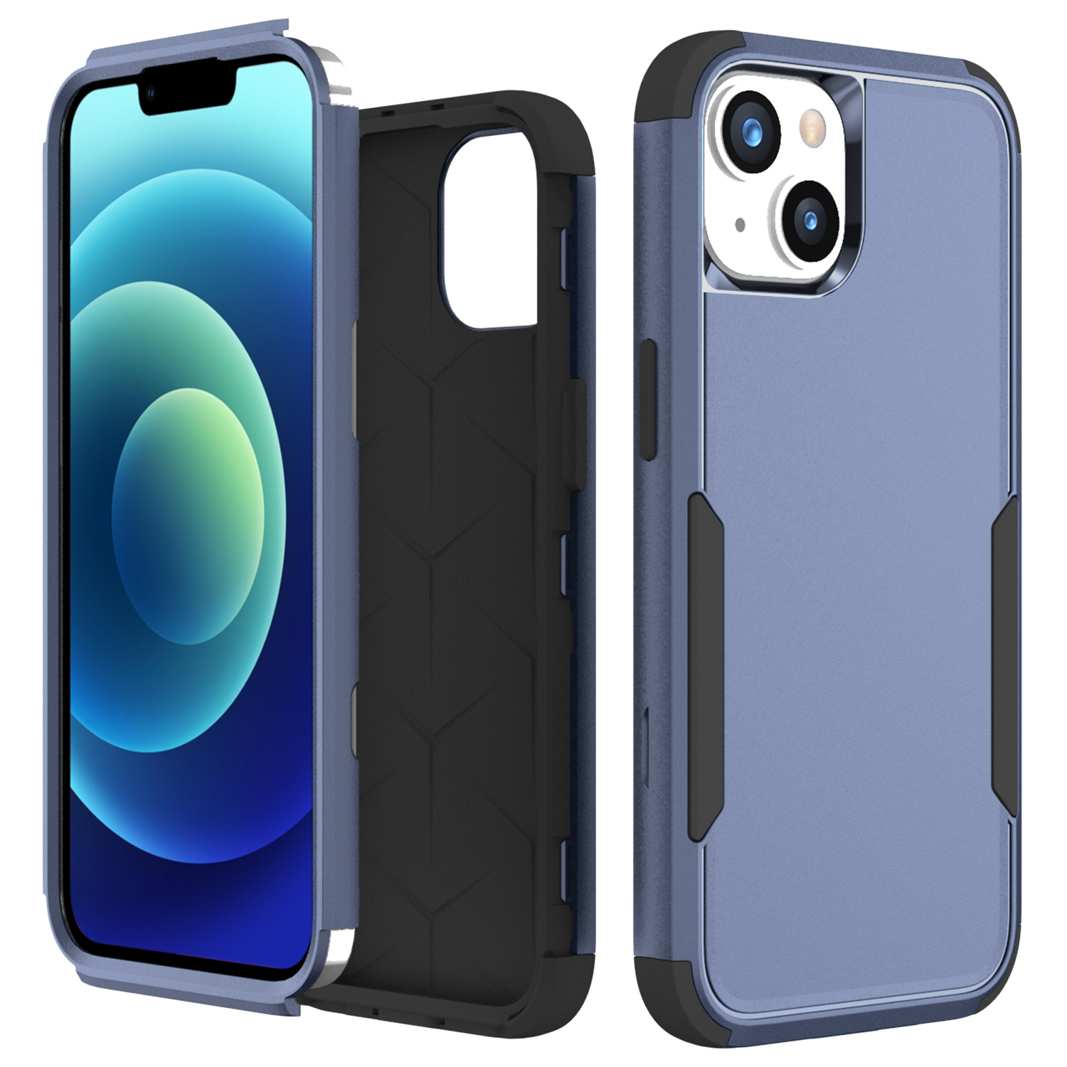 

Pendlerreihe 3-in-1 Für Iphone 15 Plus Anti-drogen-schutzhülle TPU + PC Rückenabdeckung - Saphir / Schwarz, iPhone 15 Plus