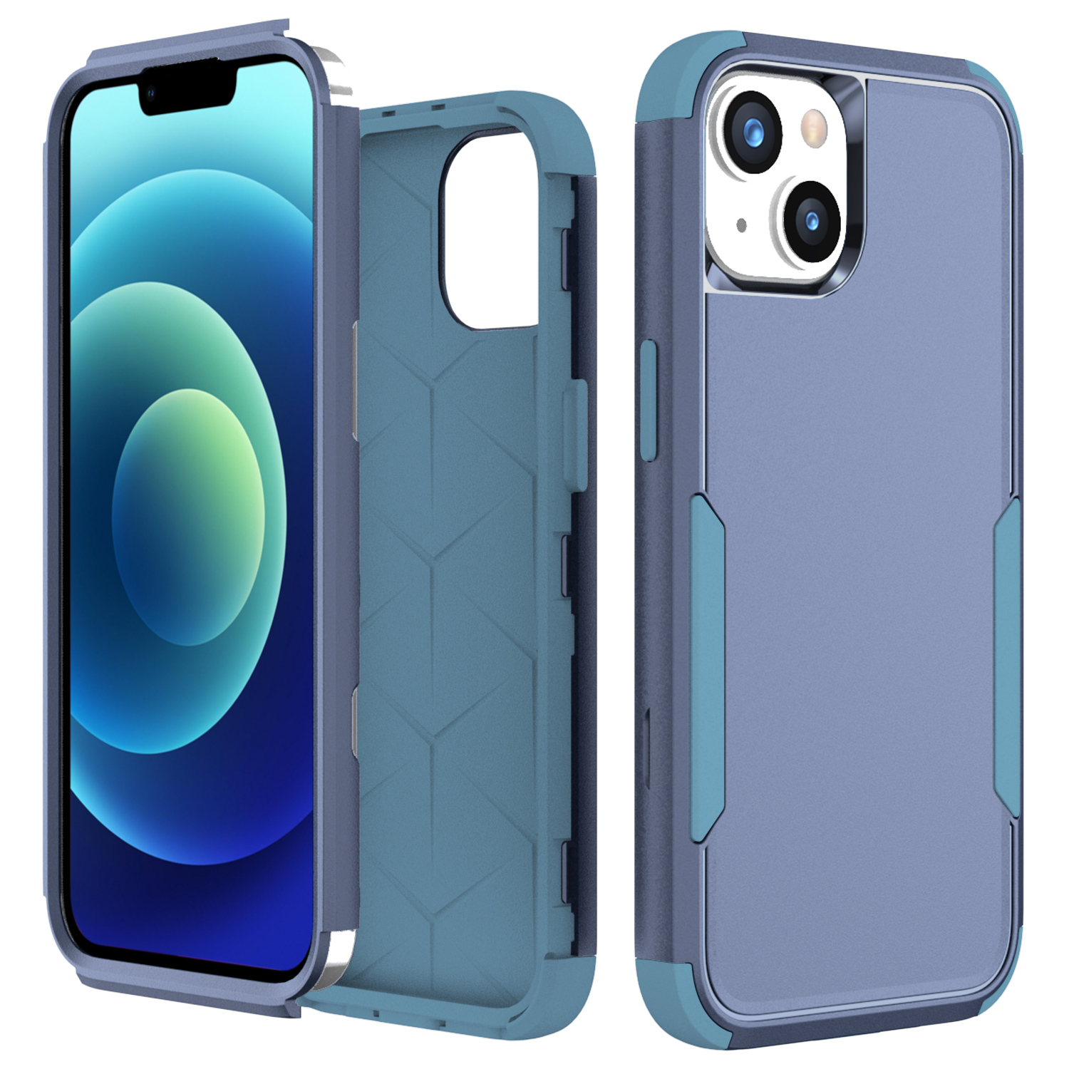 

Pendlerreihe 3-in-1 Für Iphone 15 Plus Anti-drogen-schutzhülle TPU + PC Rückenabdeckung - Saphir / Blau, iPhone 15 Plus