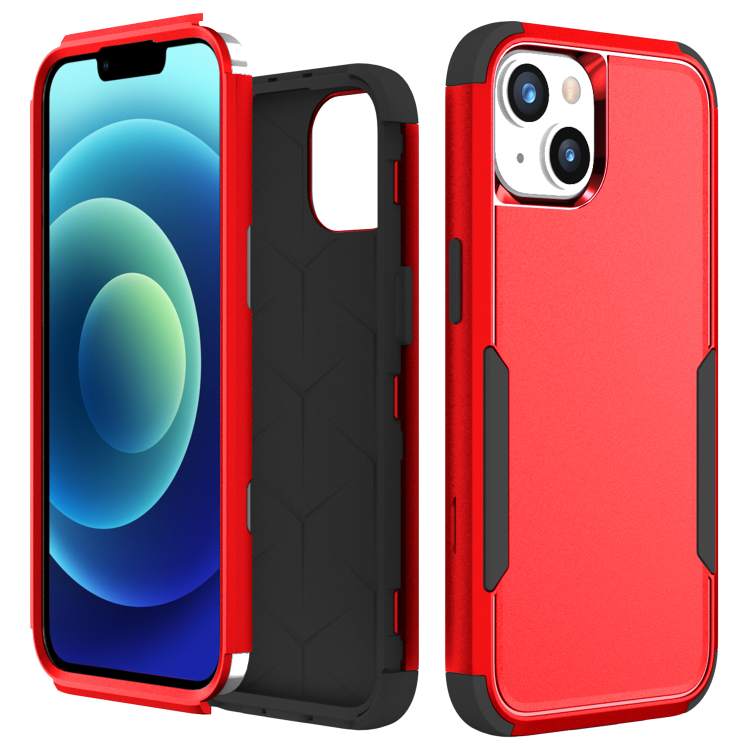 

Pendlerreihe 3-in-1 Für Iphone 15 Plus Anti-drogen-schutzhülle TPU + PC Rückenabdeckung - Rot / Schwarz, iPhone 15 Plus