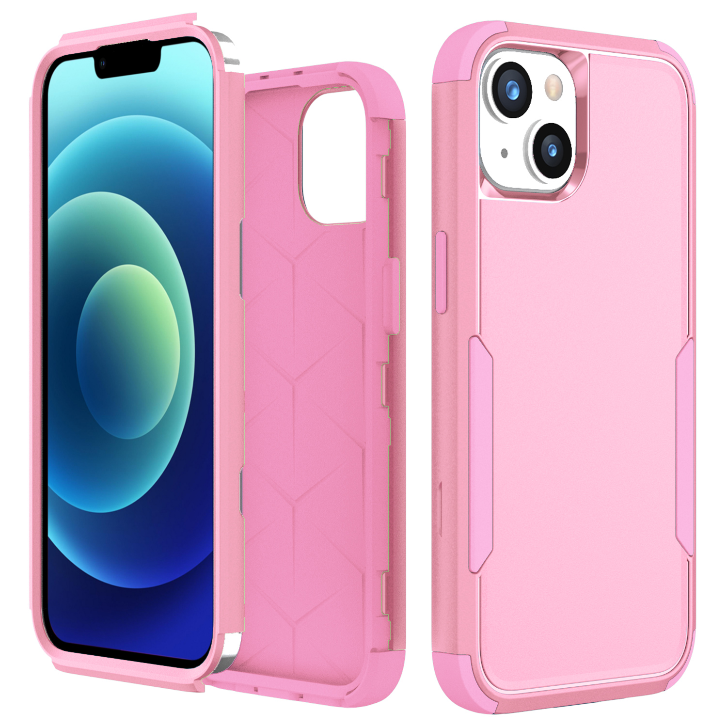 

Pendlerreihe 3-in-1 Für Iphone 15 Plus Anti-drogen-schutzhülle TPU + PC Rückenabdeckung - Rosa, iPhone 15 Plus